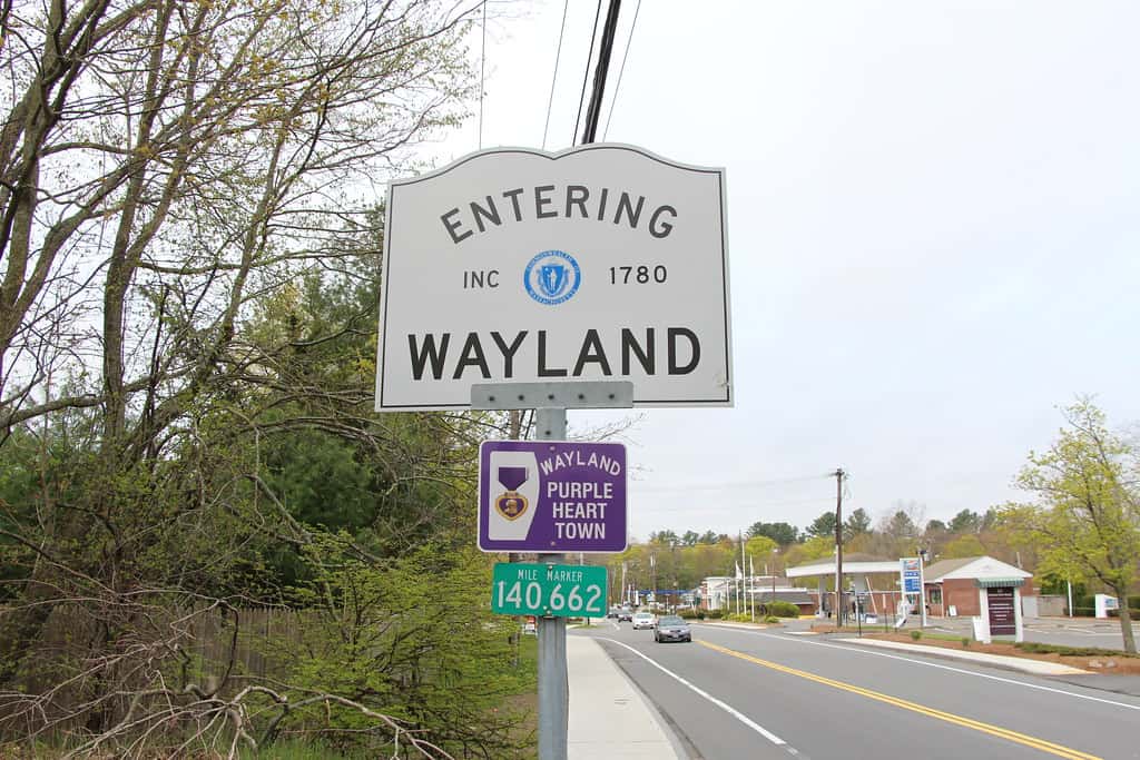 Wayland, MA welcome signage