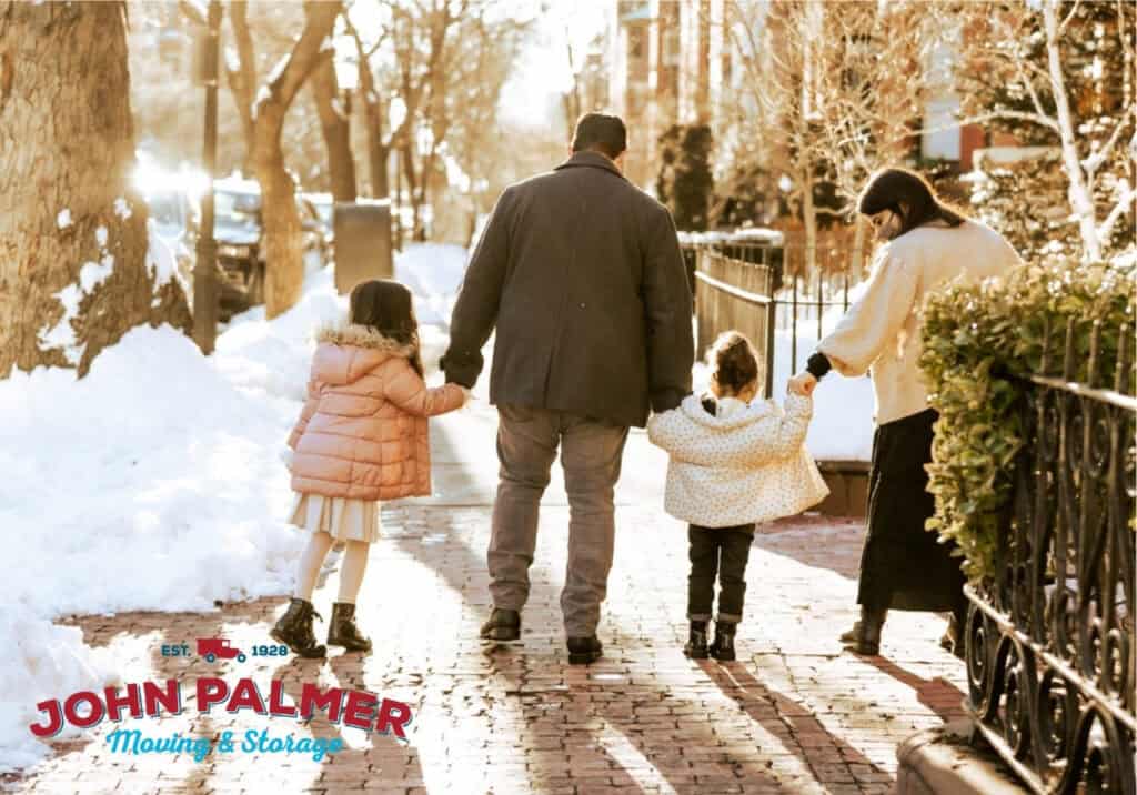 Family photo during Boston winter